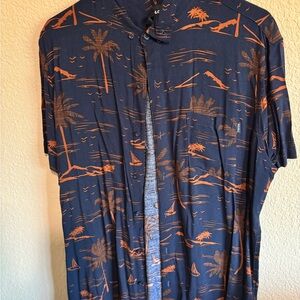 Lokai Navy and Orange Patterned Shirt